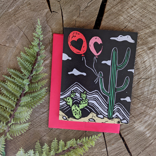 greeting card | cacti balloon - love friendship cactus Valentine