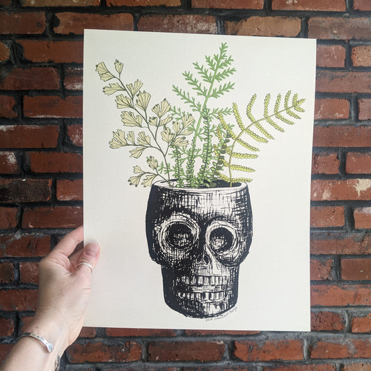 art print | skull planter