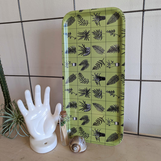 birch wood tray | fern grid - green plant 13" x 6" dishwasher safe