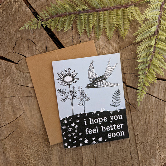 greeting card | feel better bird -sympathy get well