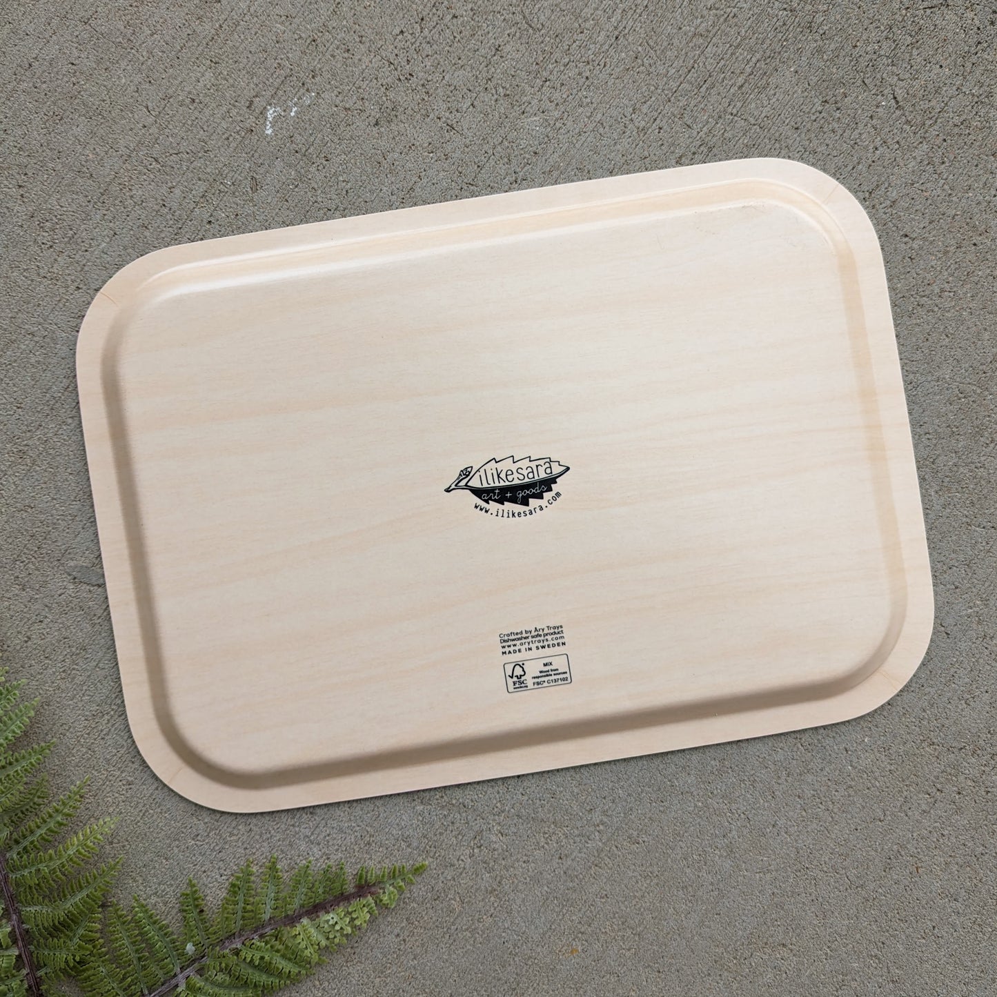 birch wood tray | fatal florals - pink poisonous flower 13" x 9" dishwasher safe