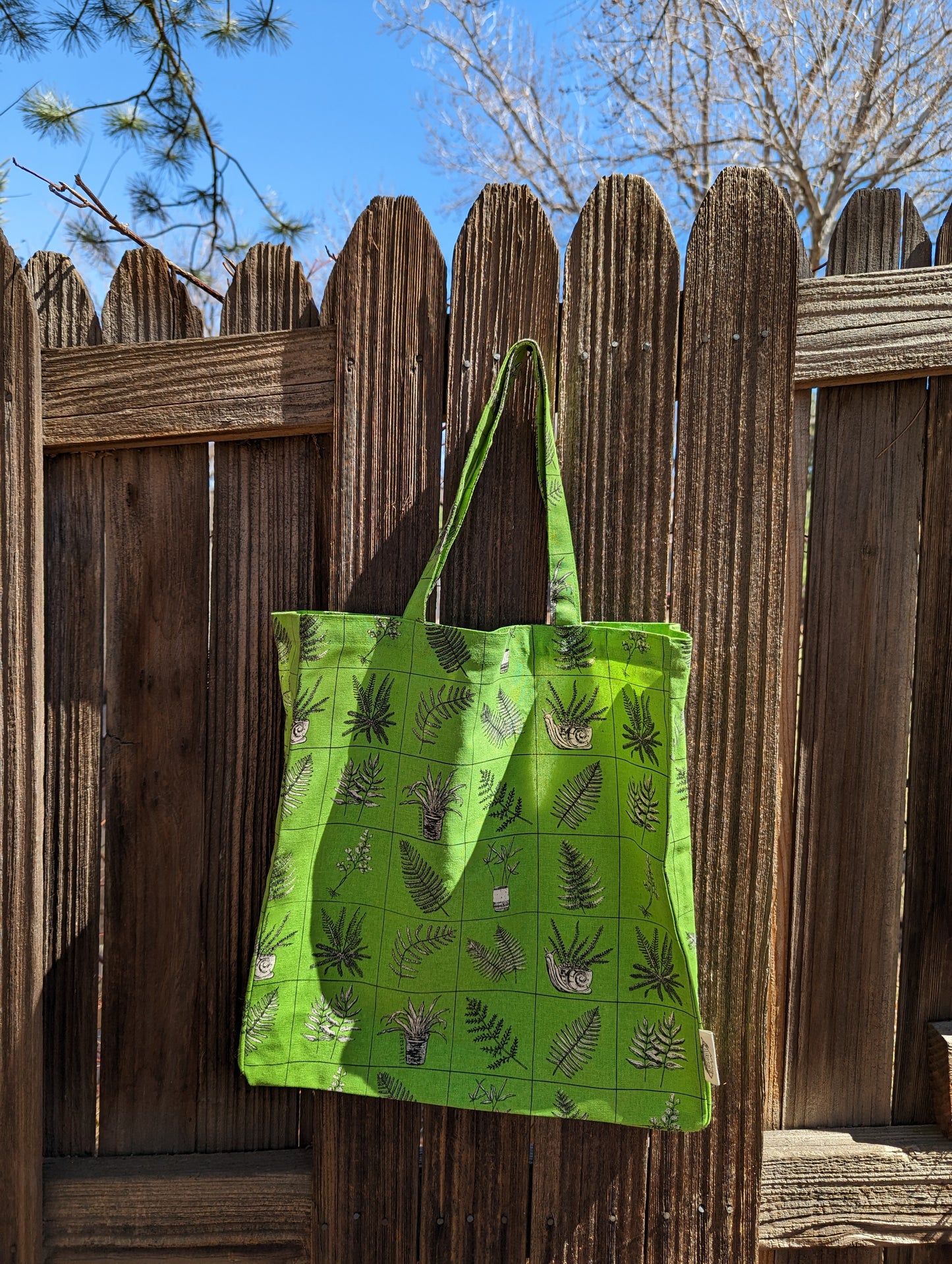 tote bag | fern specimens - green plant canvas screenprinted tote