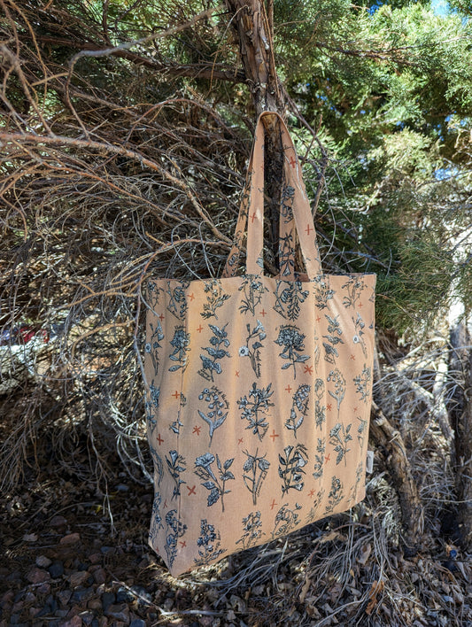 tote bag | fatal florals - pink poisonous flower canvas screenprinted tote