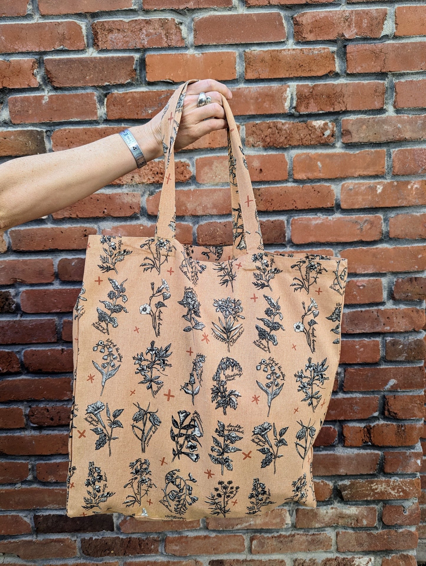 tote bag | fatal florals - pink poisonous flower canvas screenprinted tote