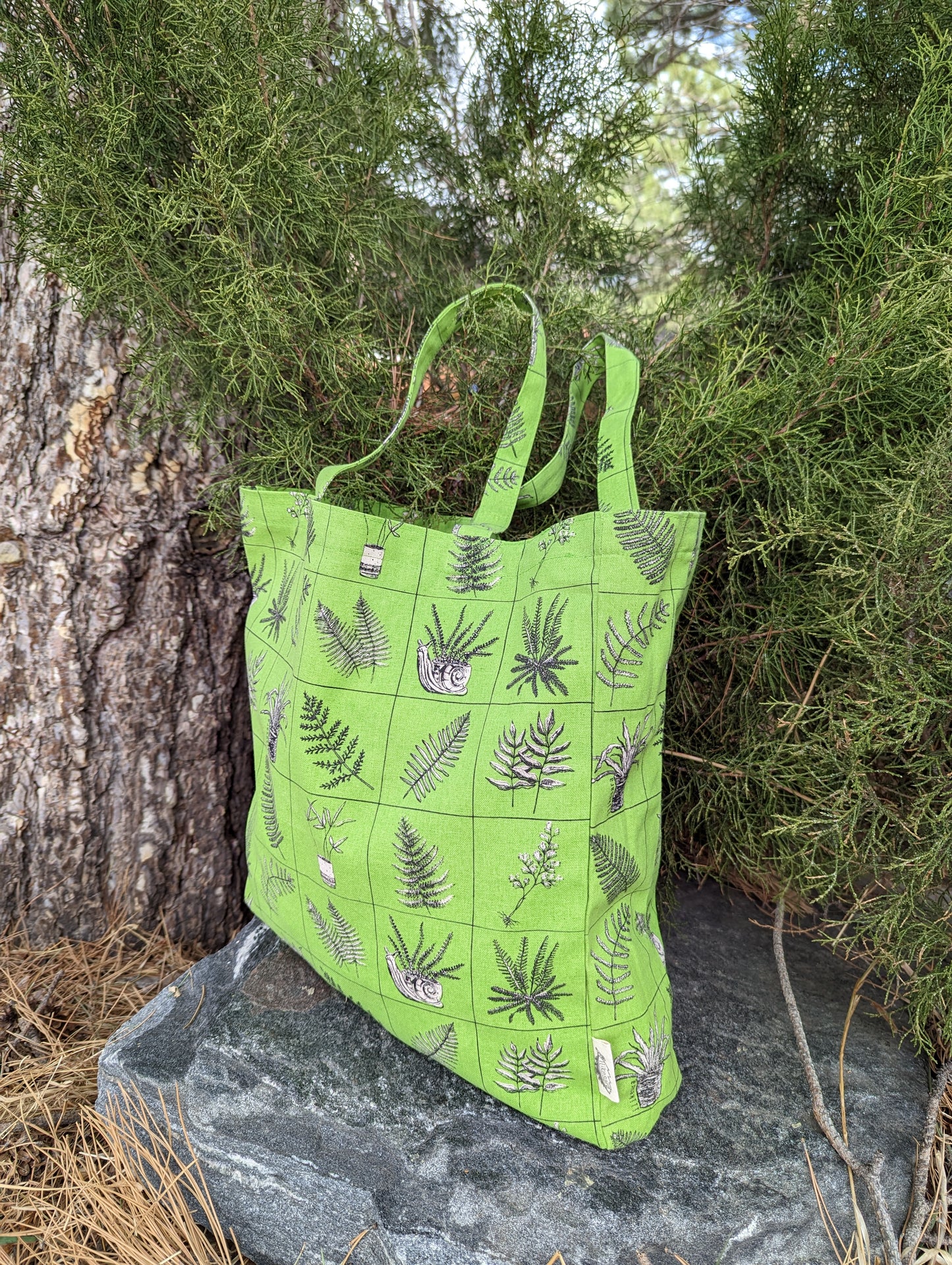 tote bag | fern specimens - green plant canvas screenprinted tote