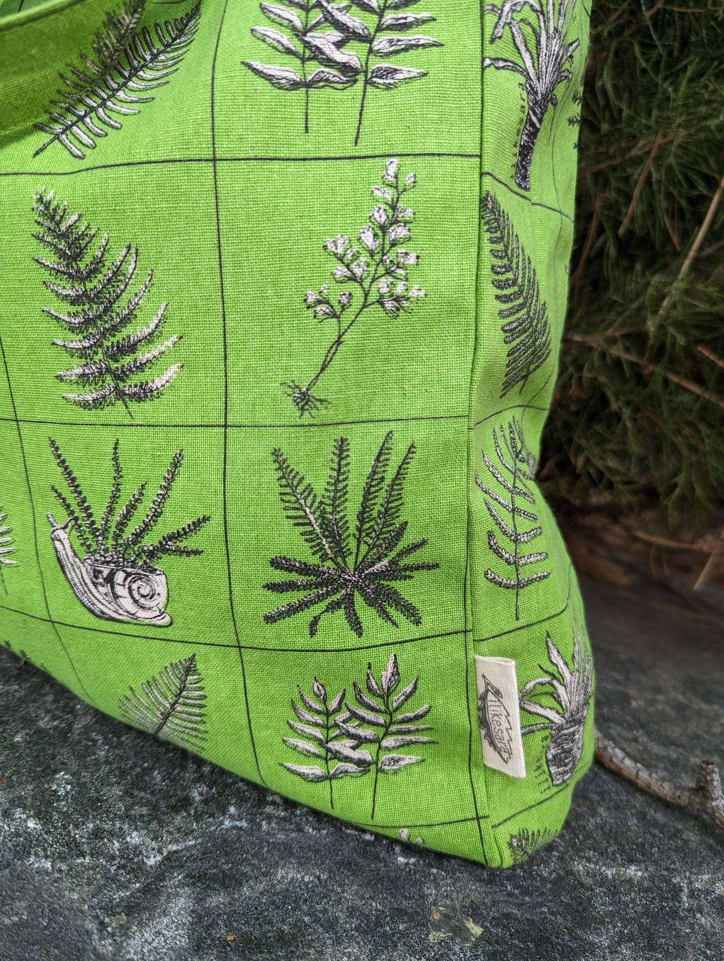 tote bag | fern specimens - green plant canvas screenprinted tote