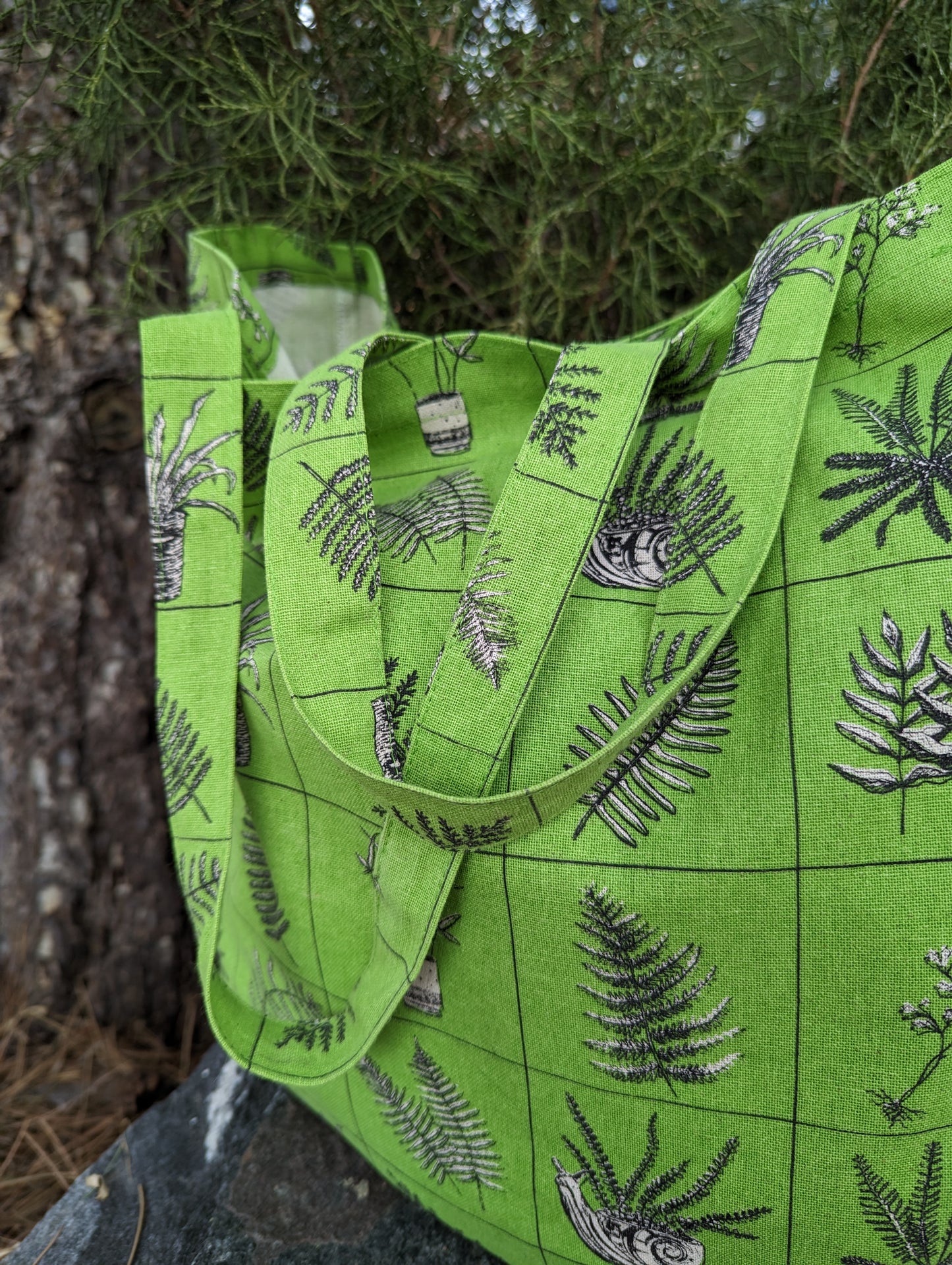 tote bag | fern specimens - green plant canvas screenprinted tote