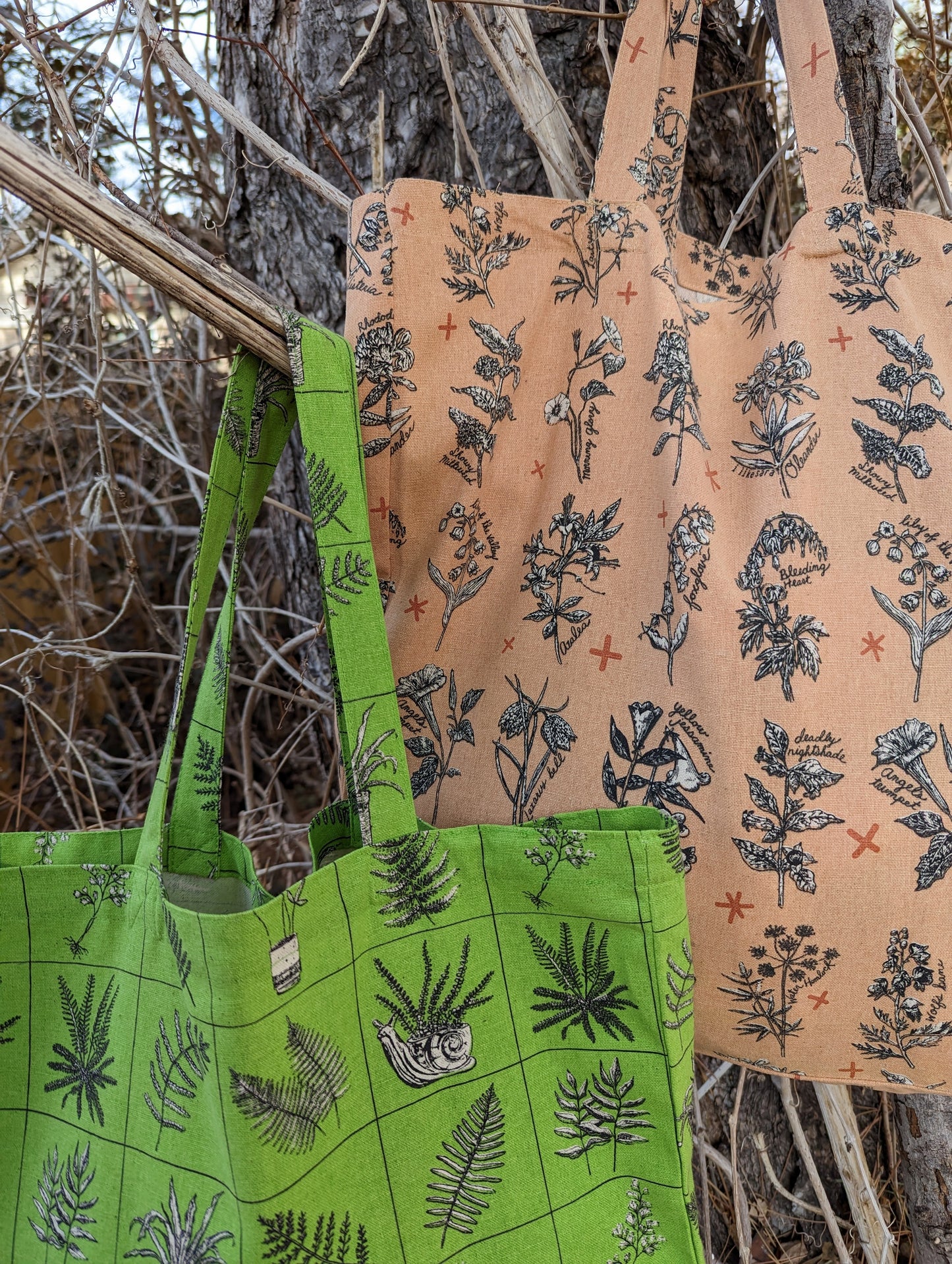 tote bag | fatal florals - pink poisonous flower canvas screenprinted tote