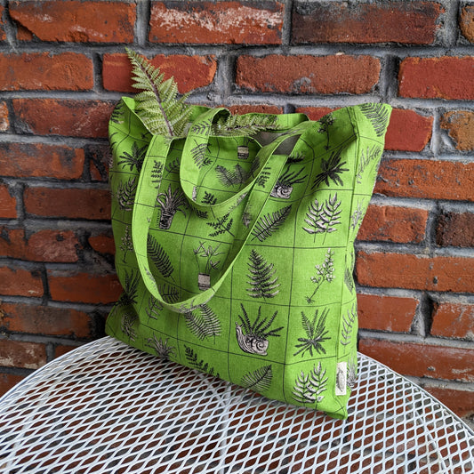 tote bag | fern specimens - green plant canvas screenprinted tote