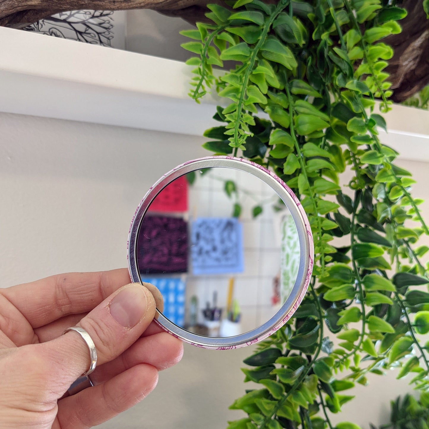 pocket mirror | woodland walk - pink