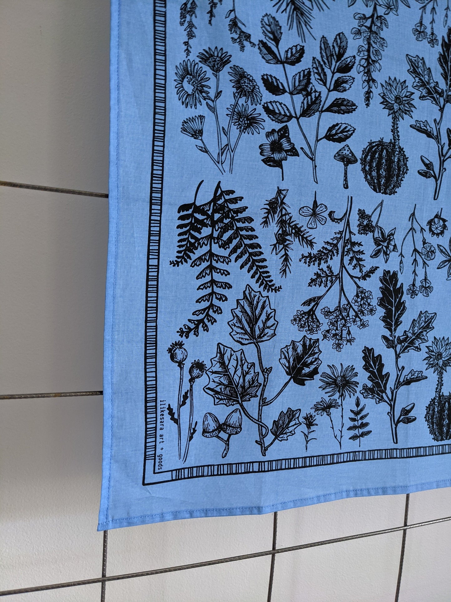 bandana | leaf & petal - light blue - screenprinted plant floral scarf neckerchief