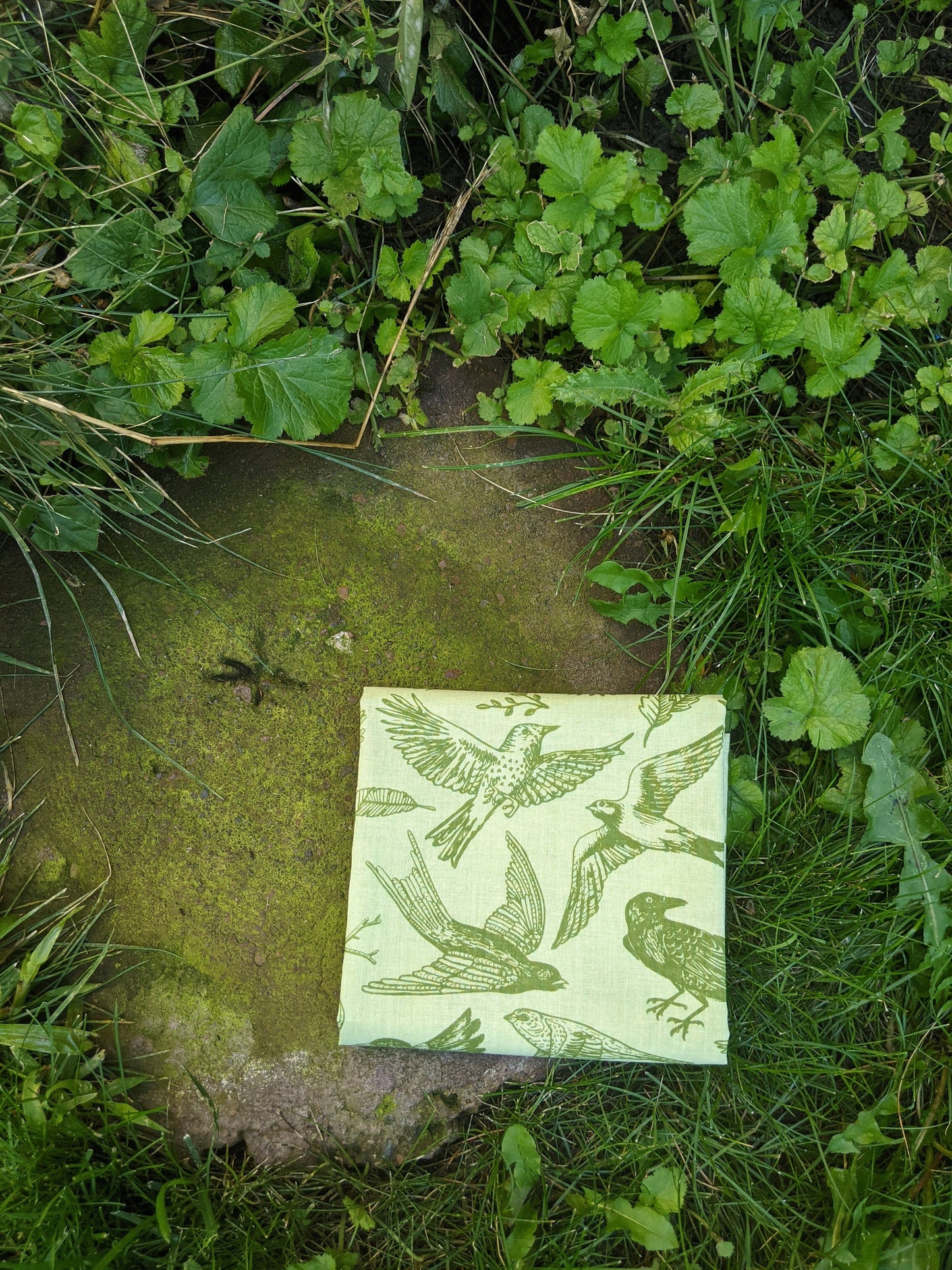 bandana | birds - green screenprinted birder scarf neckerchief