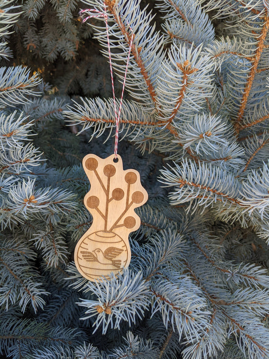wooden ornament | bird vase - laser-cut birch plywood Christmas decor