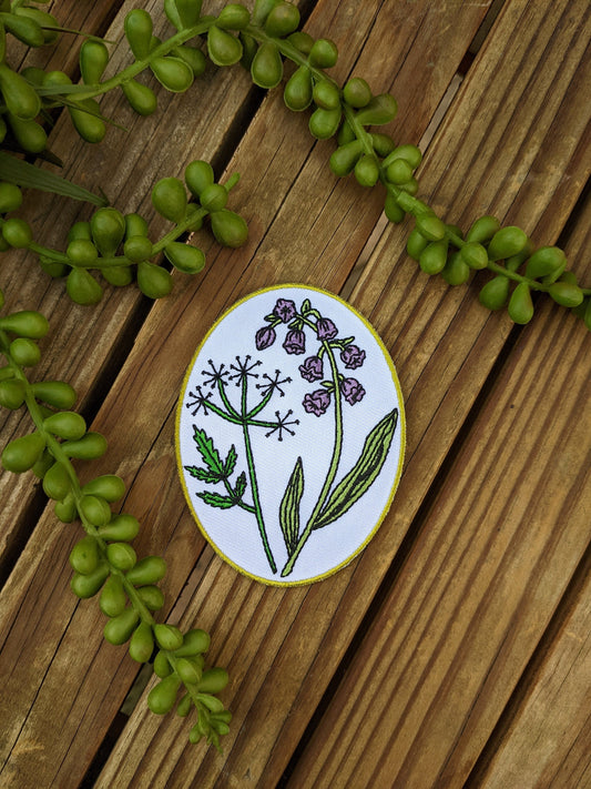 iron-on patch | pretty poison - oval flowers 3.25" x 2.5"