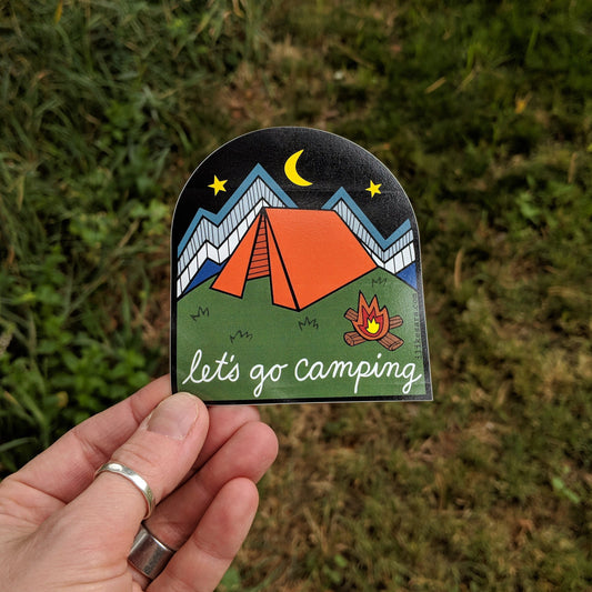 sticker | let's go camping - waterproof uv-resistant vinyl nature decal