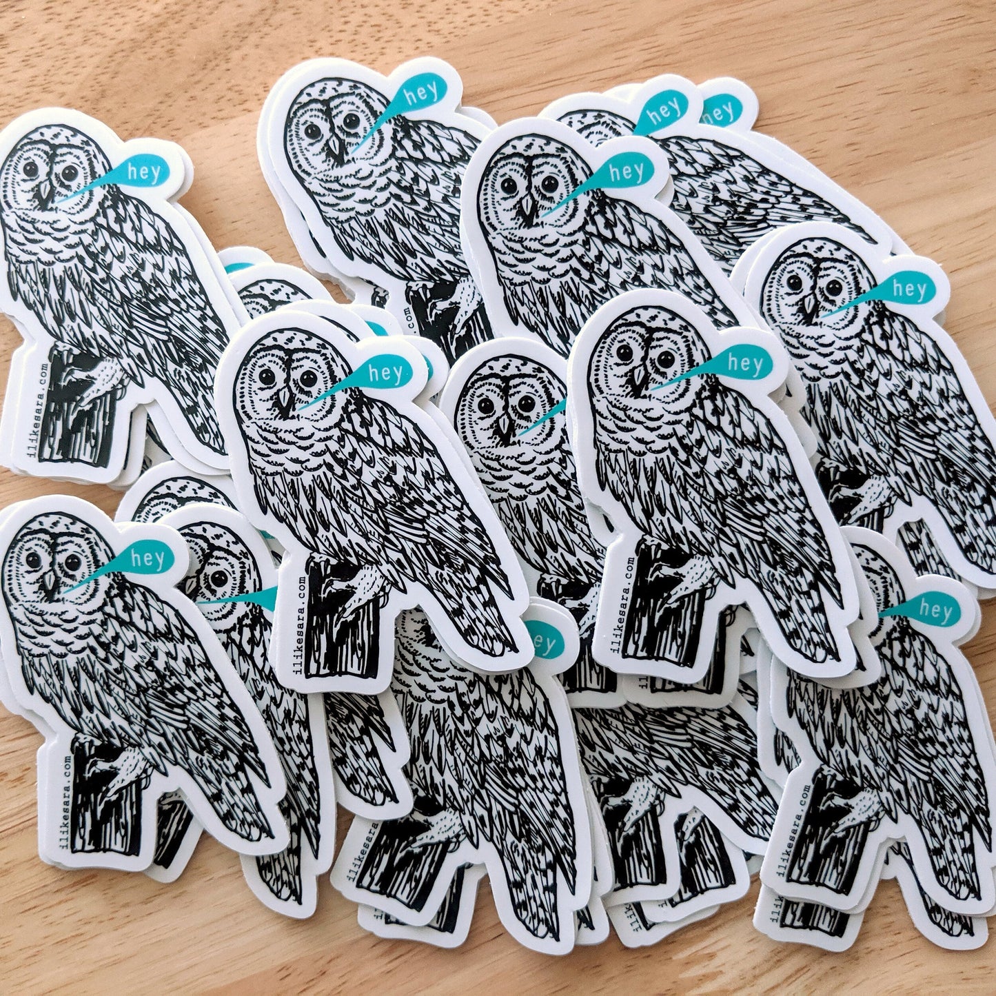 sticker | hey owl - waterproof uv-resistant vinyl bird decal