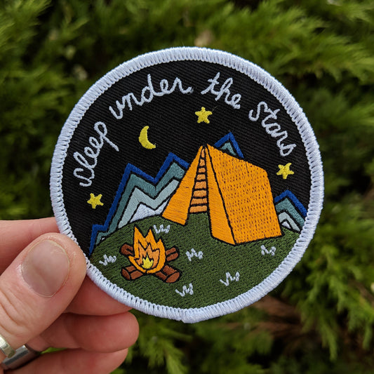 iron-on patch | sleep under the stars - camping 3" round