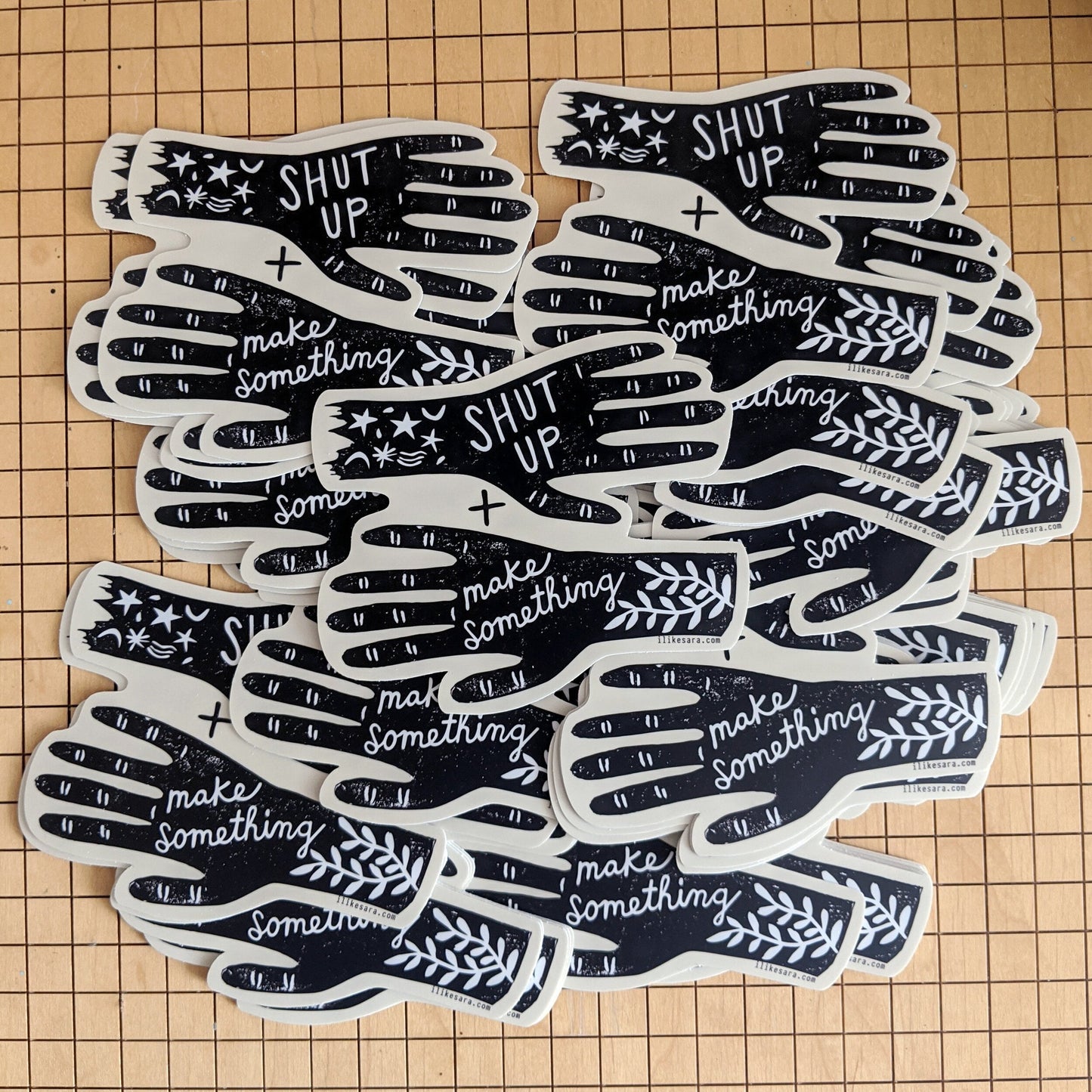 sticker | shut up and make something - waterproof uv-resistant vinyl maker decal