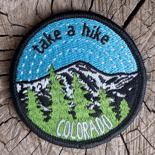iron-on patch | take a hike Colorado - 2.5" round