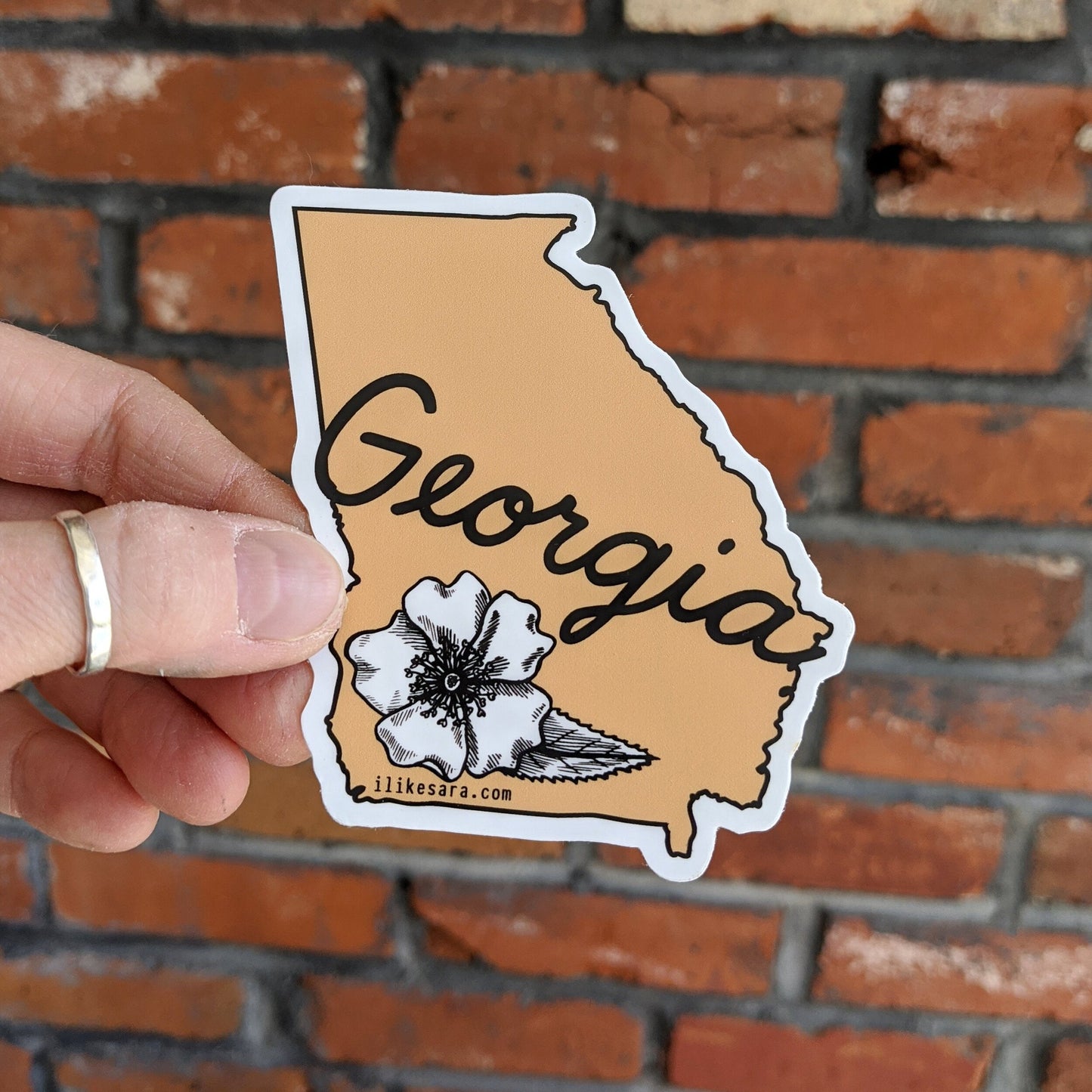 sticker | georgia cherokee rose - waterproof uv-resistant vinyl state flower decal