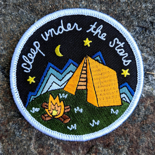 iron-on patch | sleep under the stars - camping 3" round