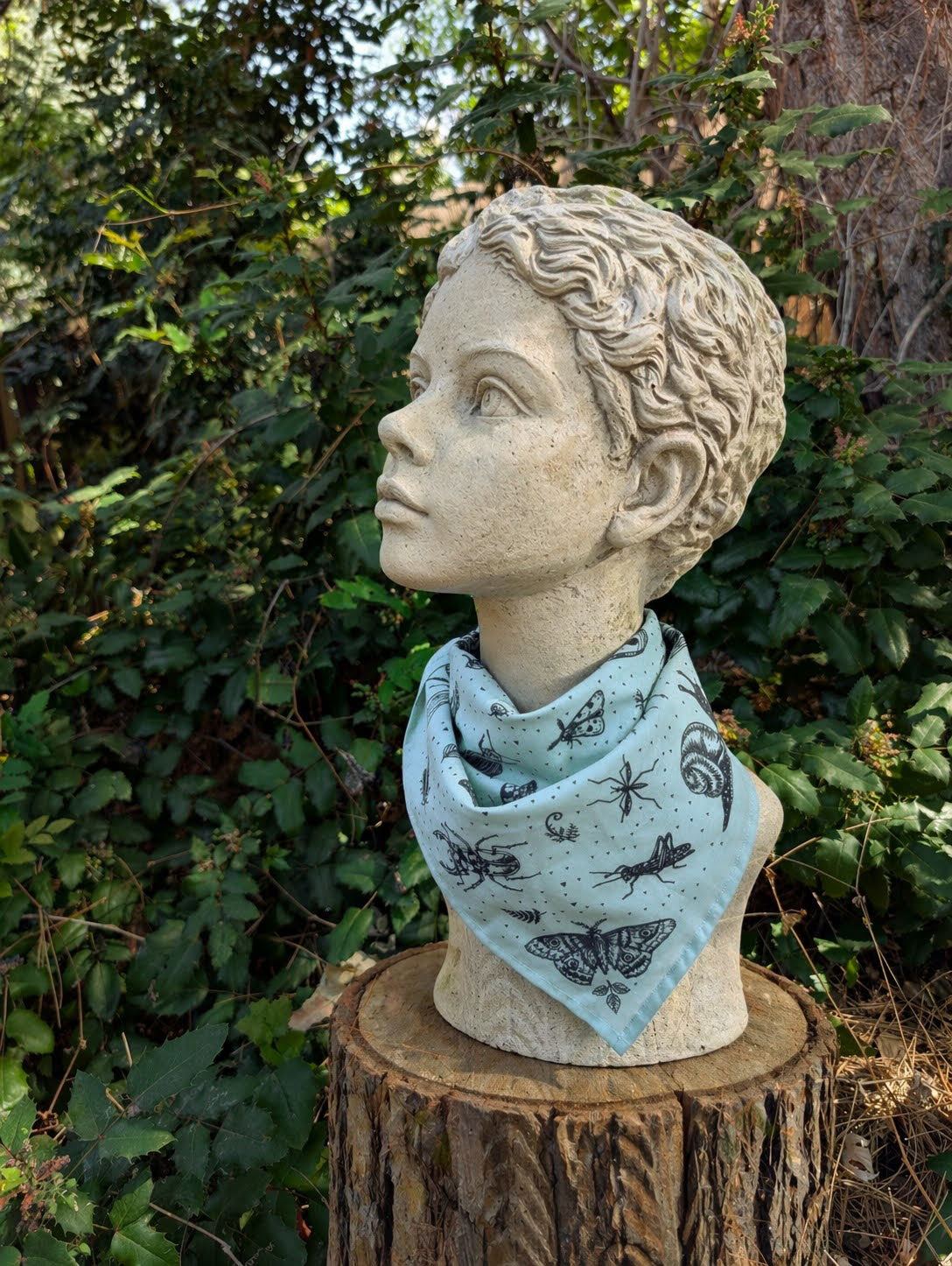 bandana | insecta - bug & woodland insect scarf in seafoam cotton