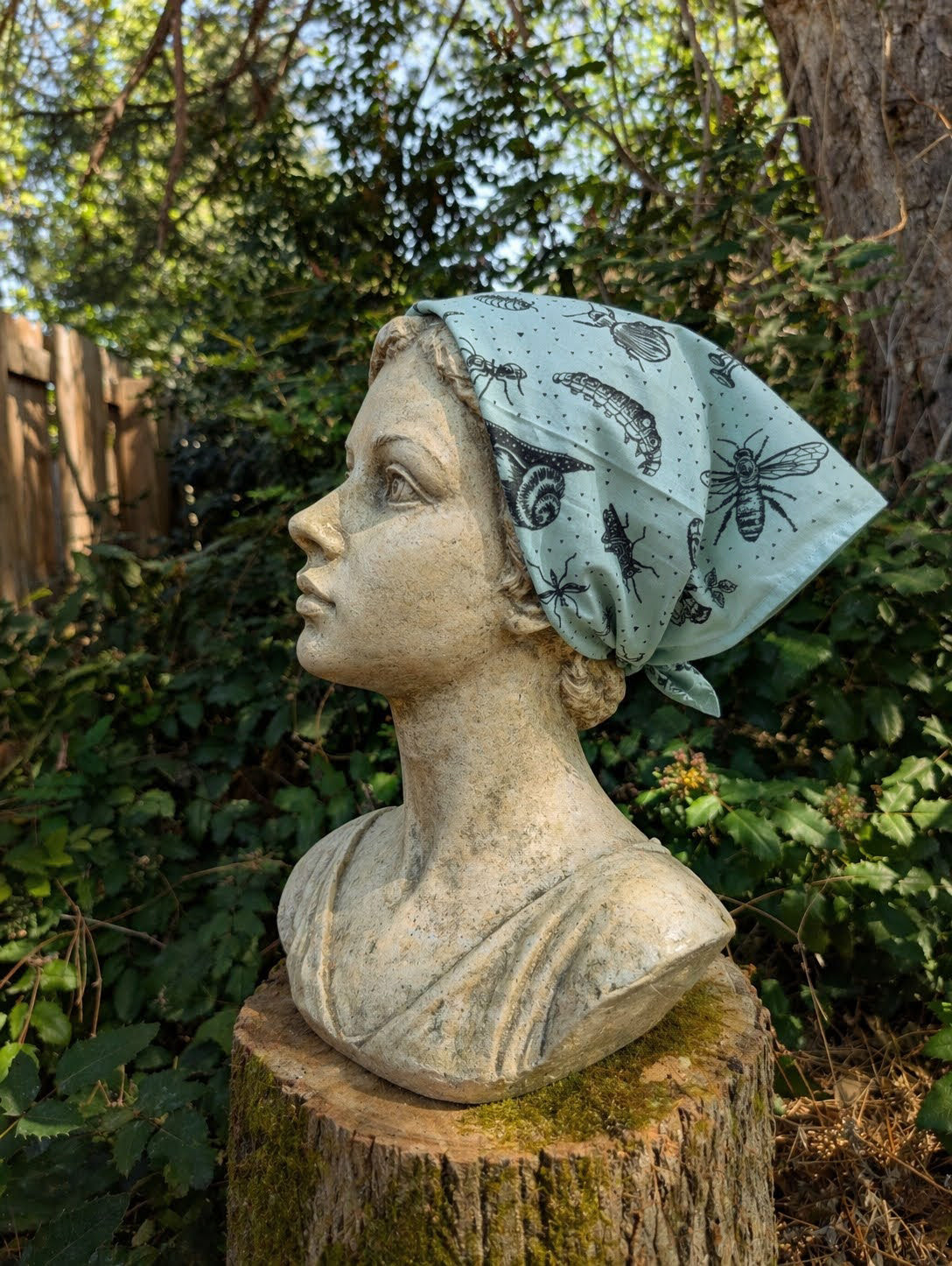 bandana | insecta - bug & woodland insect scarf in seafoam cotton