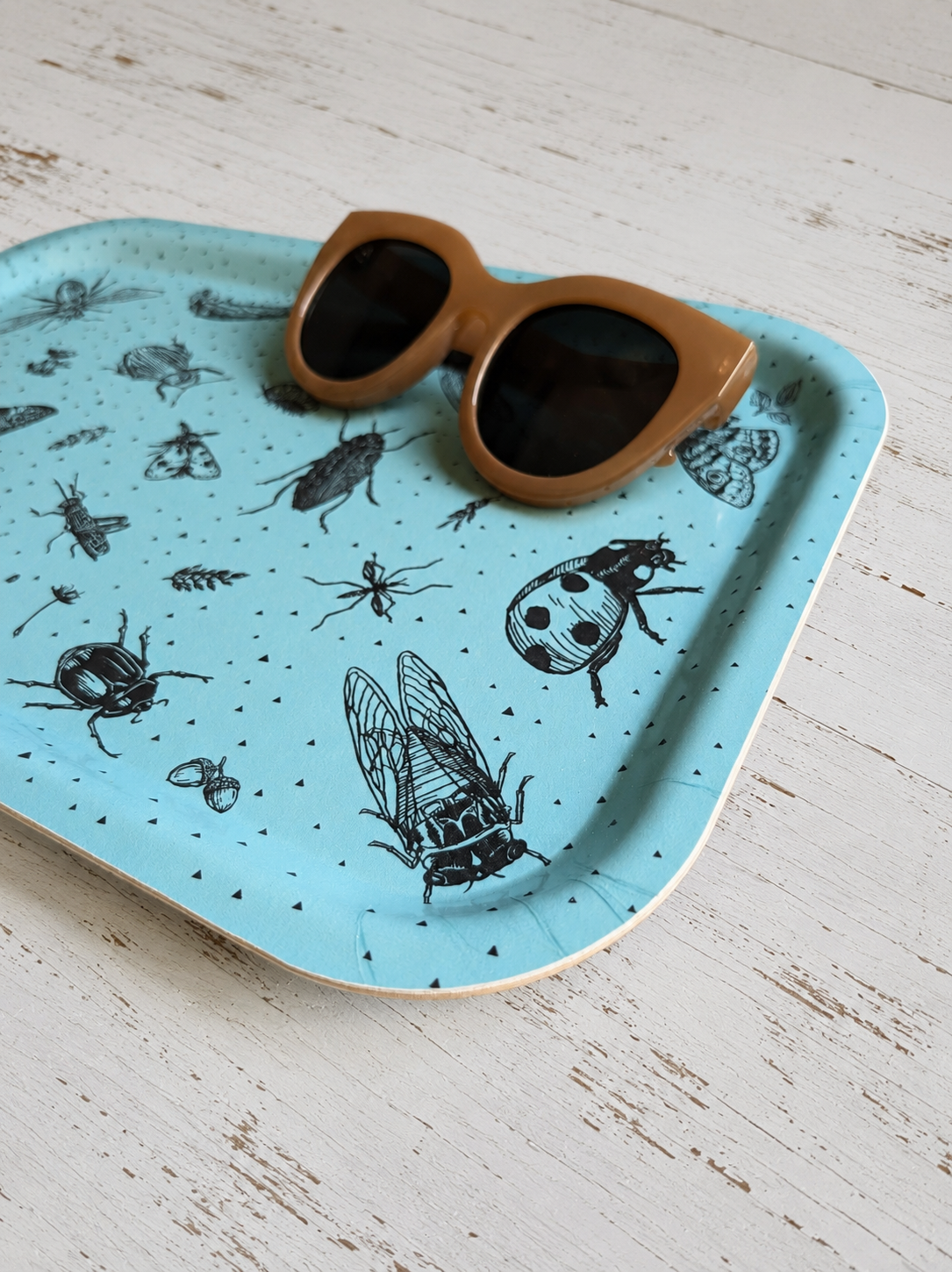 birch wood tray | insecta - aqua blue 13" x 8.5" dishwasher safe
