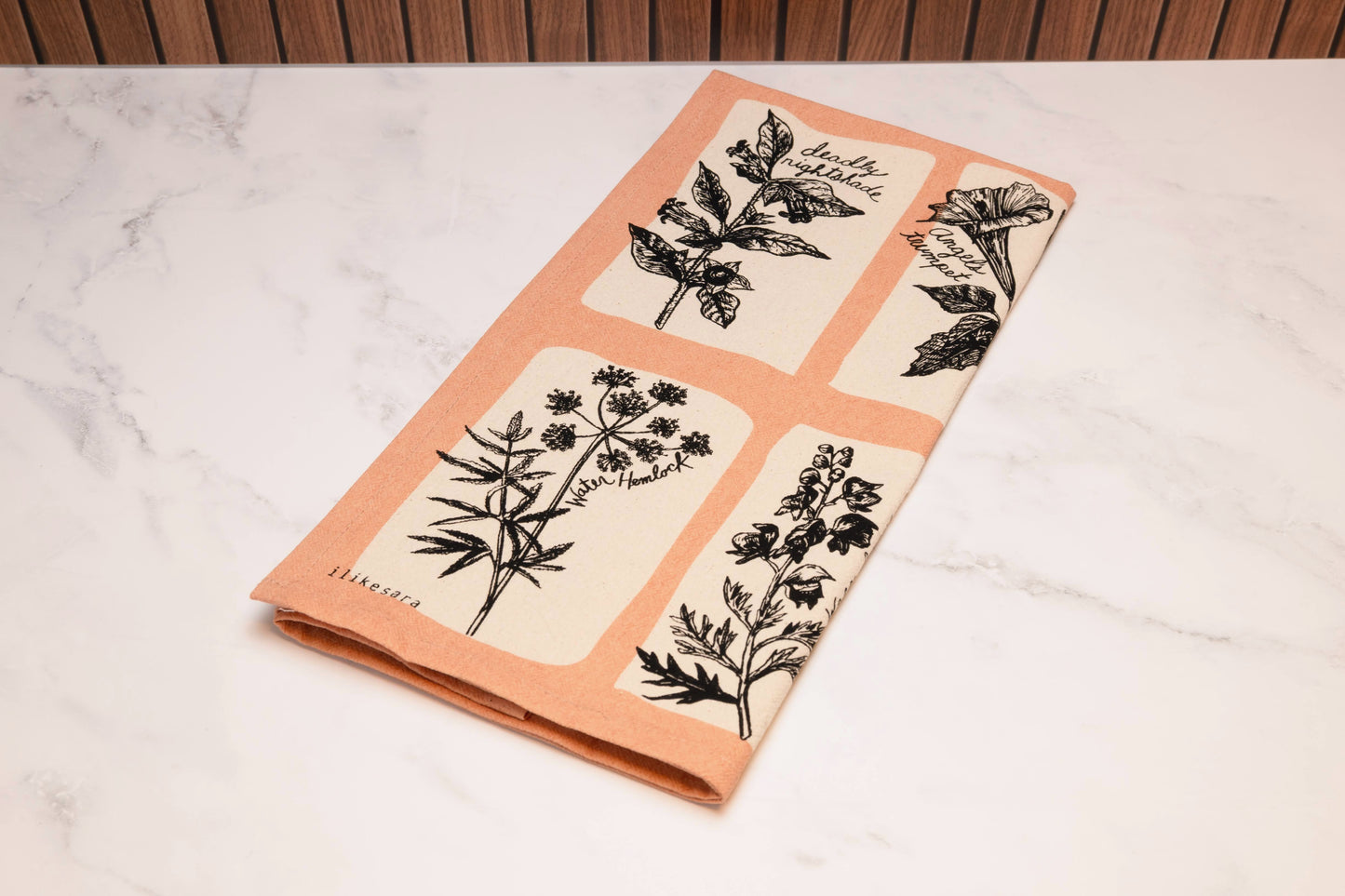 tea towel | fatal florals - poisonous flower pink cotton flour sack kitchen dish cloth