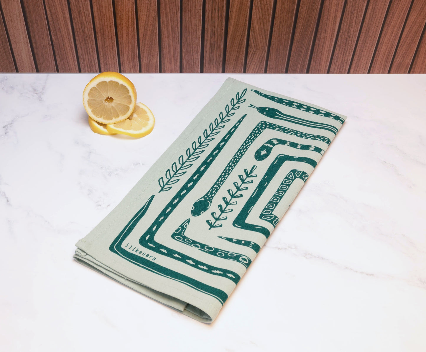 tea towel | serpent path - cotton flour sack snake kitchen dish cloth