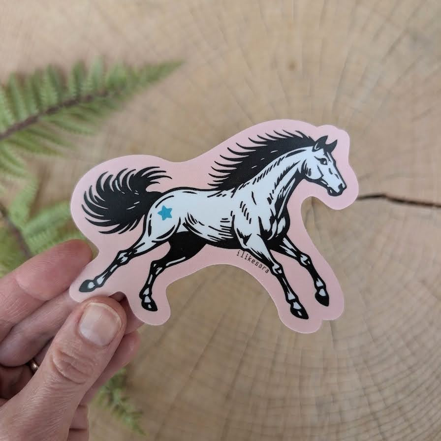 sticker | pink star horse - waterproof uv-resistant vinyl Western pony decal