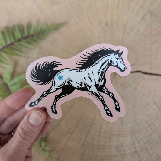 sticker | pink star horse - waterproof uv-resistant vinyl Western pony decal