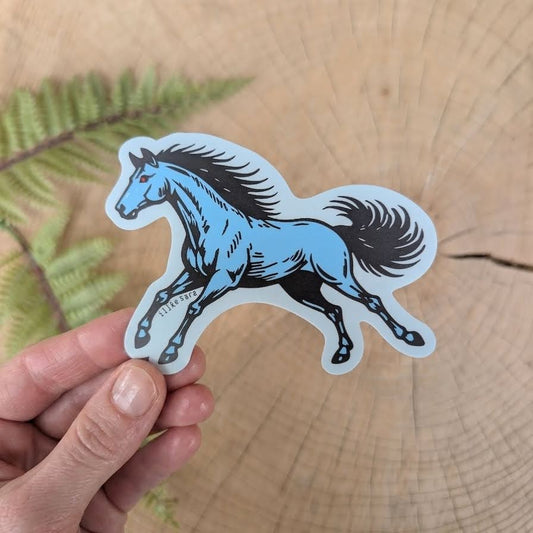 sticker | blucifer horse - waterproof uv-resistant vinyl blue mustang decal