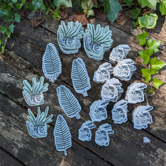 sticker | fern in snail planter - waterproof uv-resistant vinyl plant decal