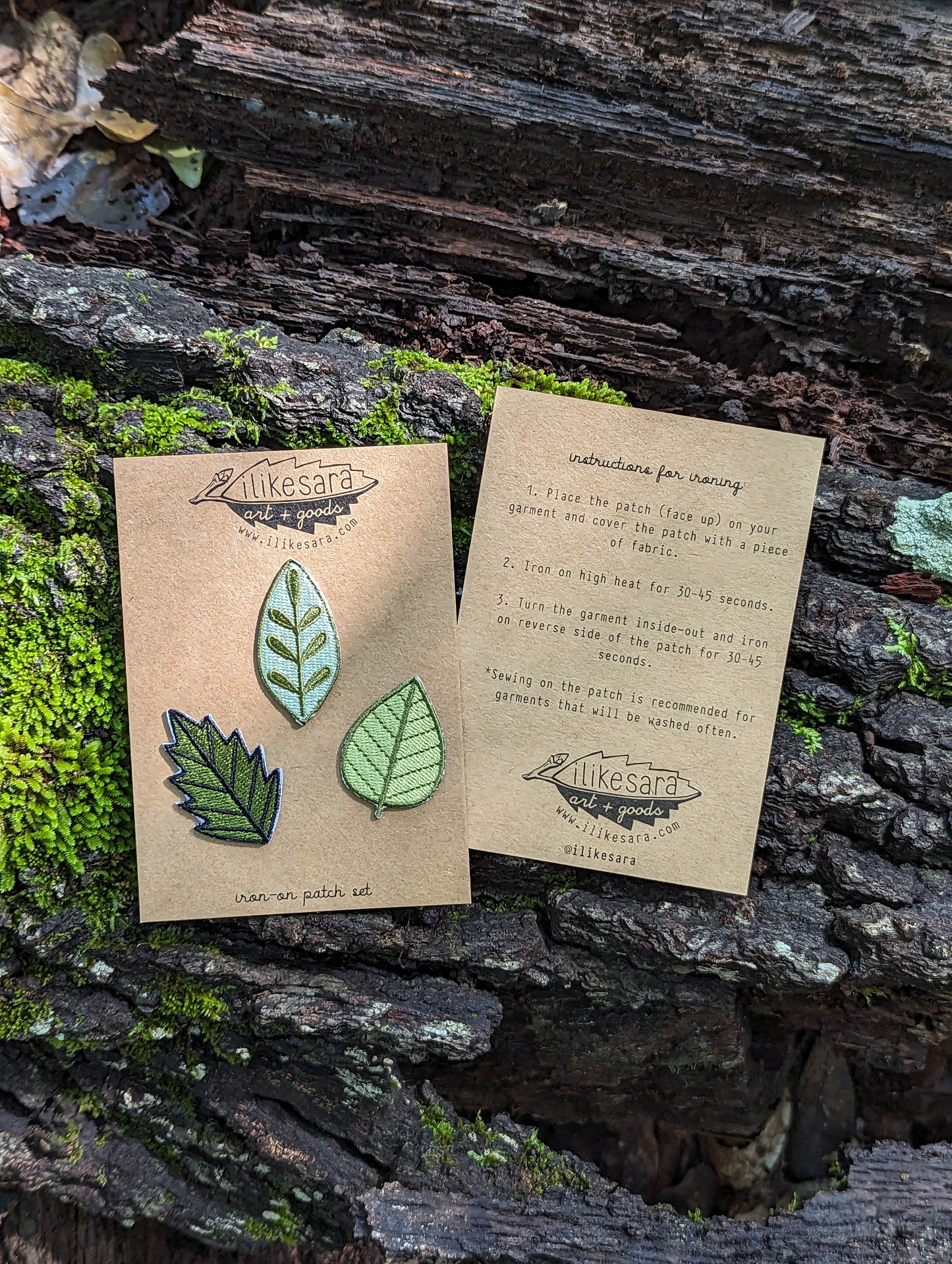 iron-on patch | leaf 3 pack - green