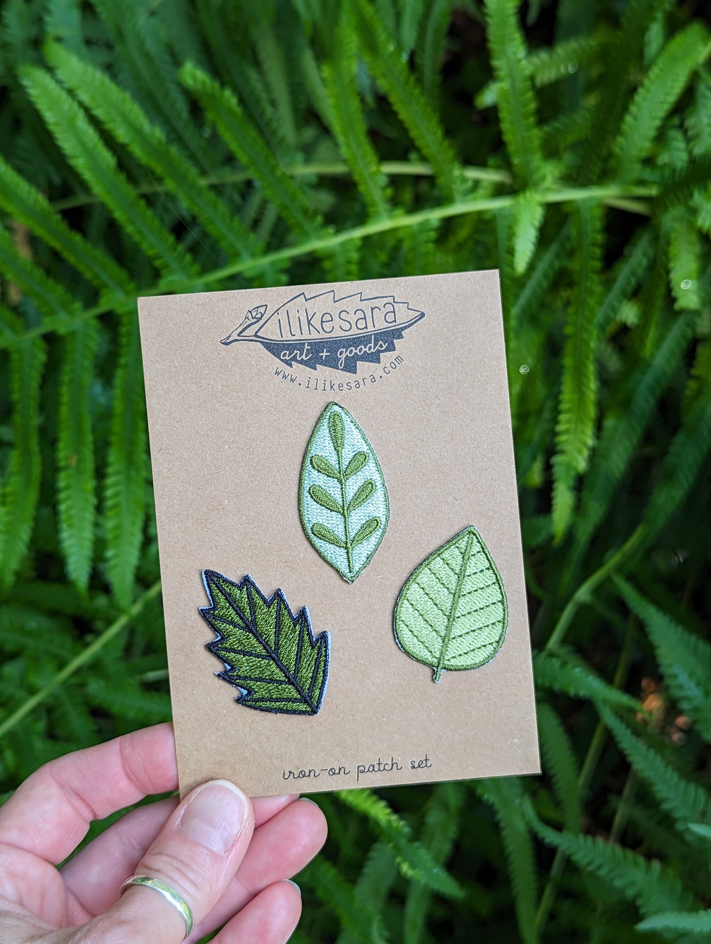 iron-on patch | leaf 3 pack - green