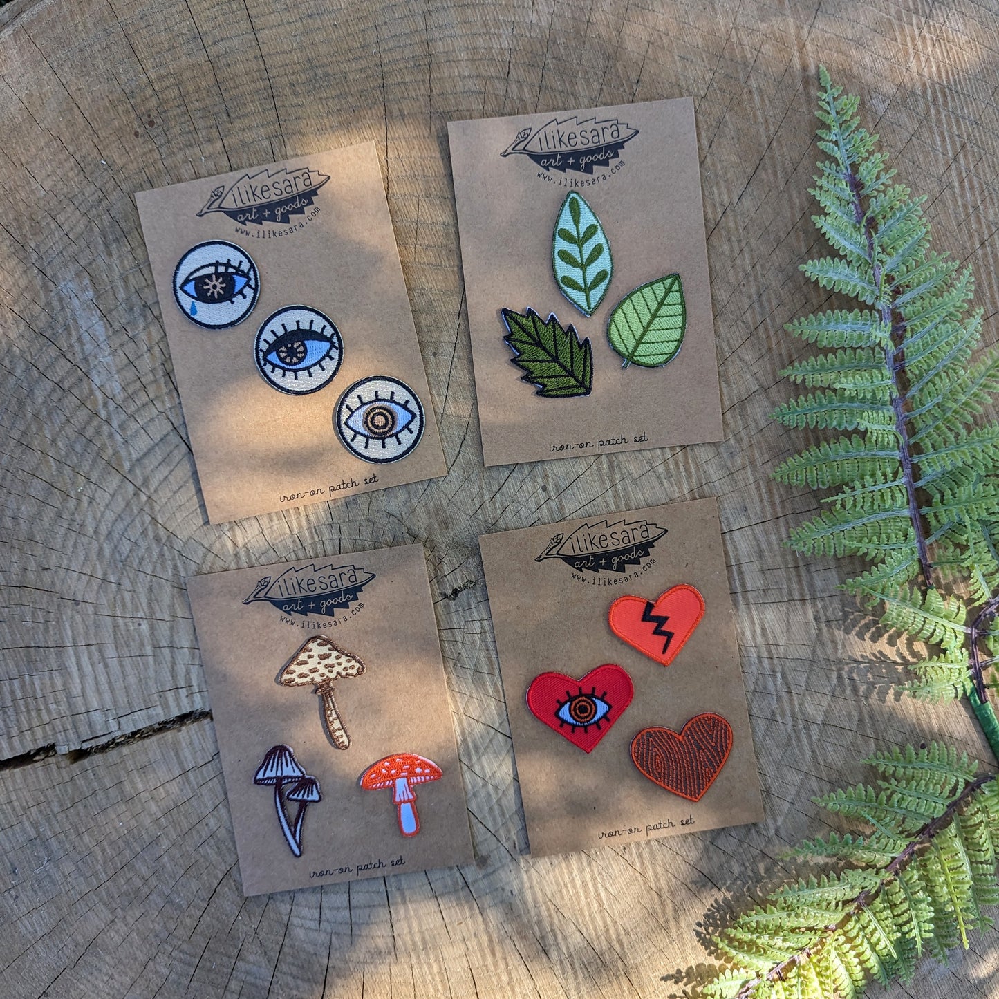 iron-on patch | mushroom 3-pack - brown, red, purple