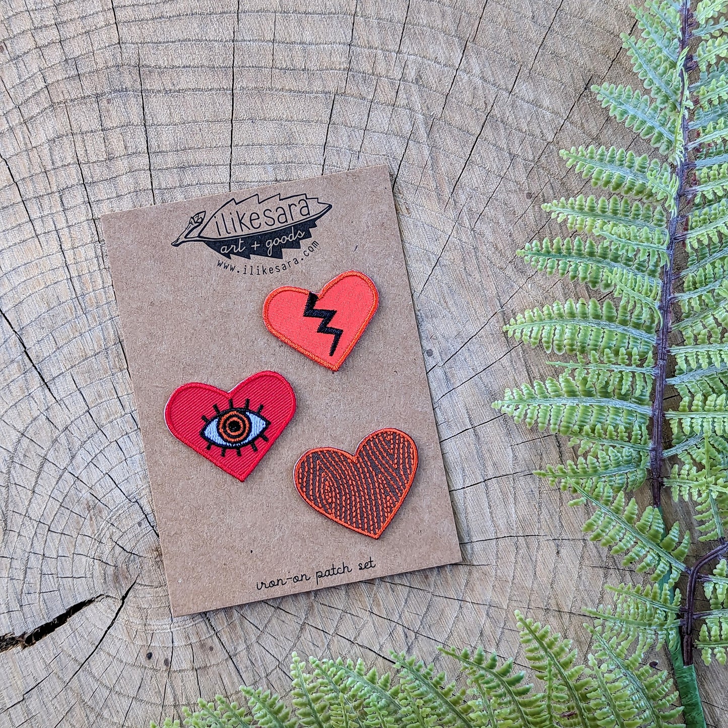 iron-on patch | heart 3-pack - red