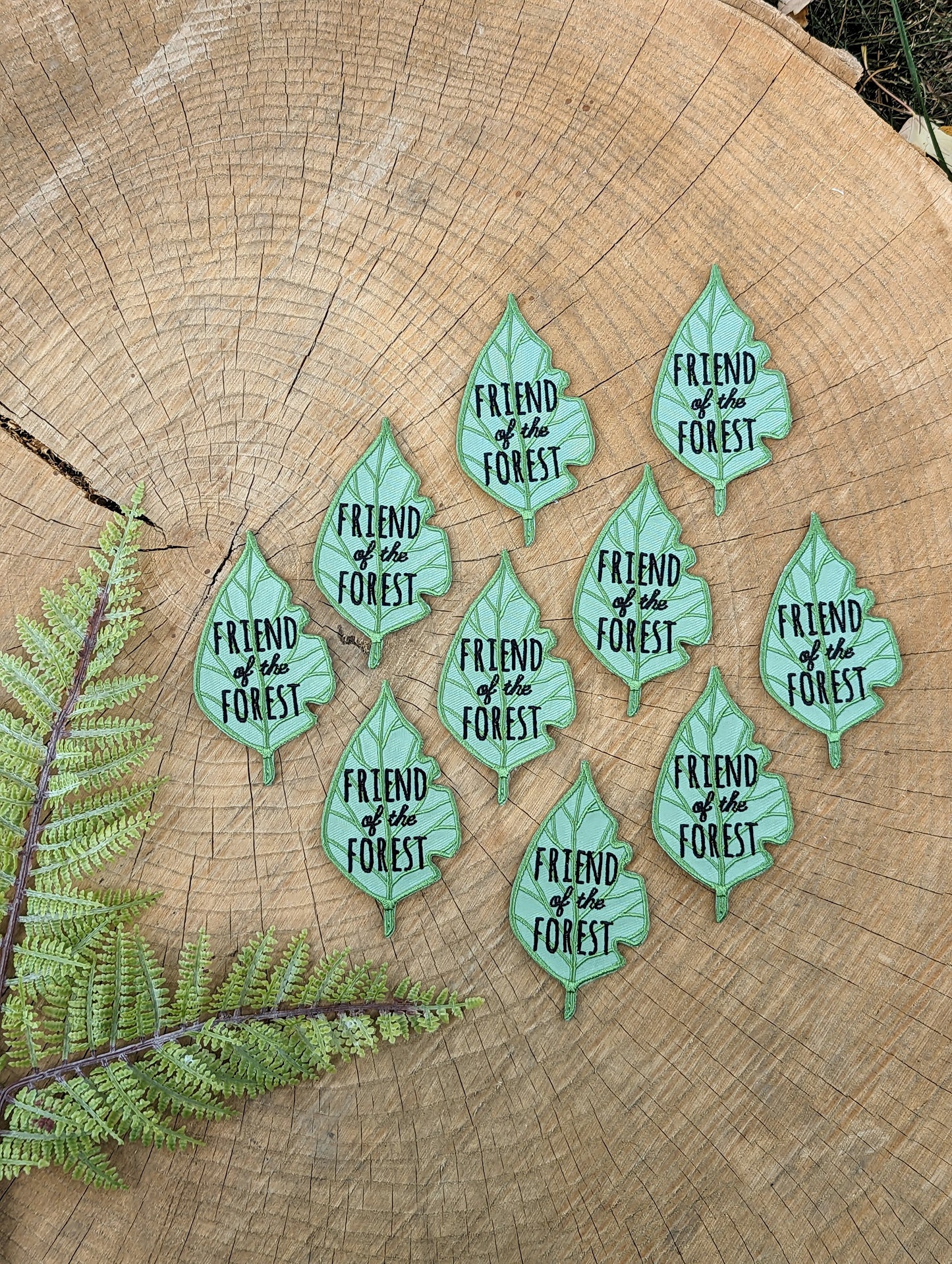 iron-on patch | friend of the forest leaf - green 1.8" x 3.5"