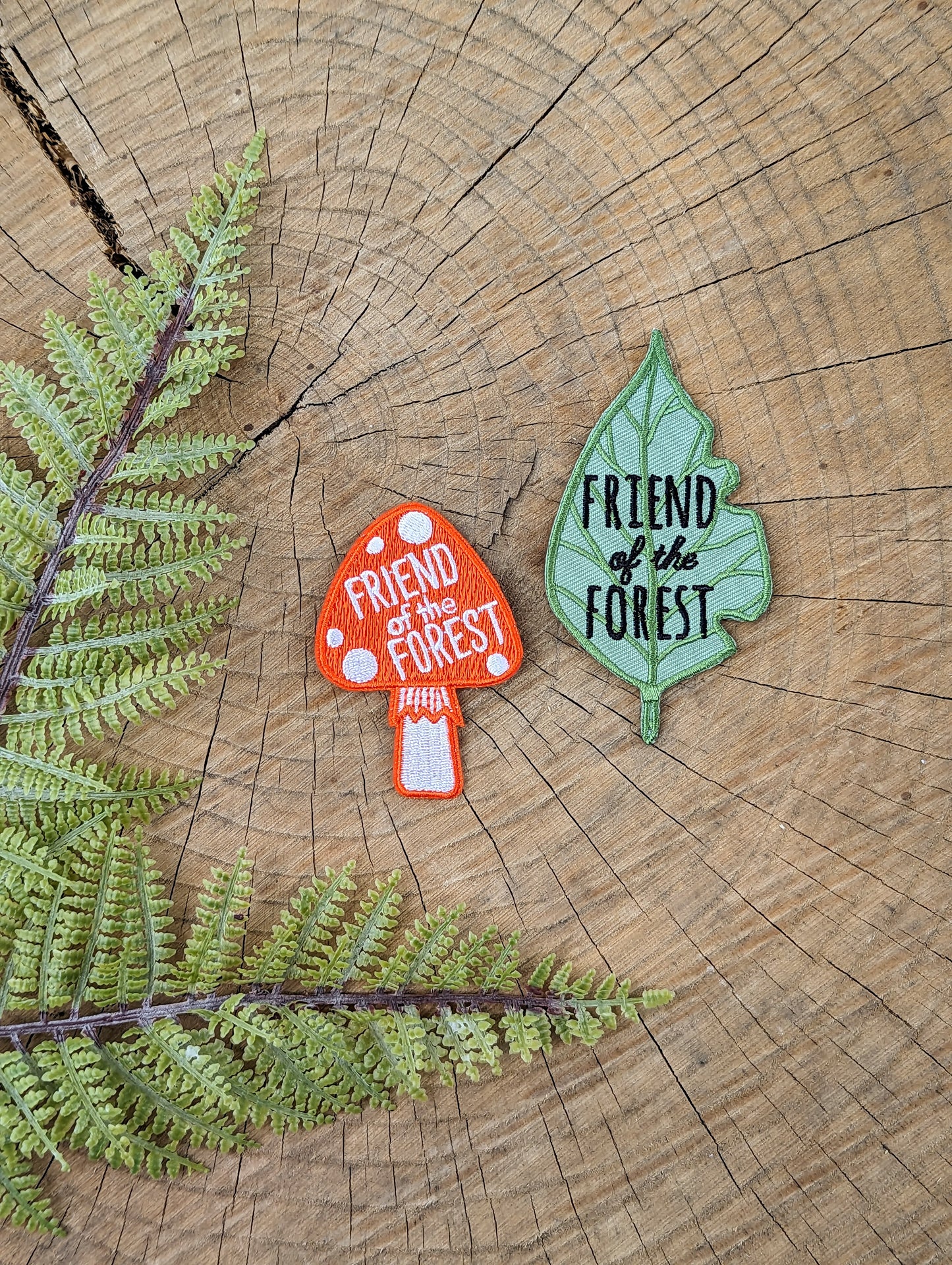iron-on patch | friend of the forest leaf - green 1.8" x 3.5"