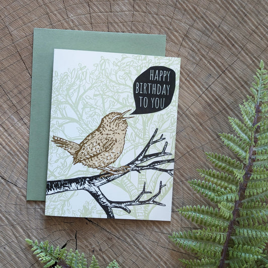 greeting card | happy birthday to you wren