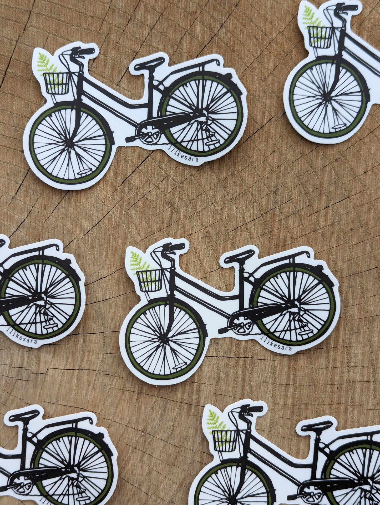 sticker | bike with fern - waterproof uv-resistant vinyl bicycle decal