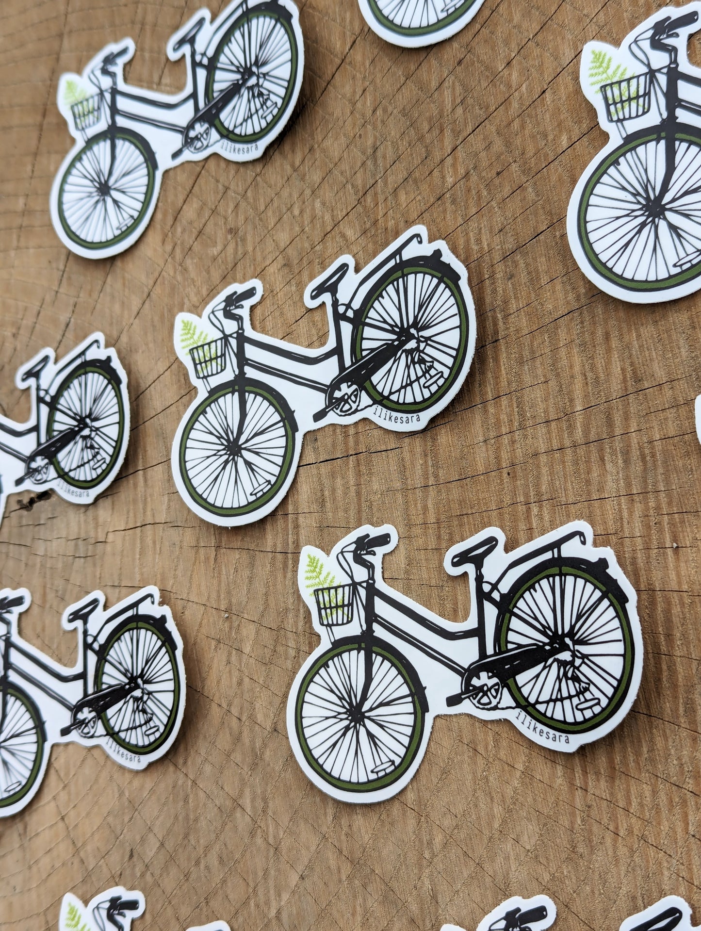 sticker | bike with fern - waterproof uv-resistant vinyl bicycle decal