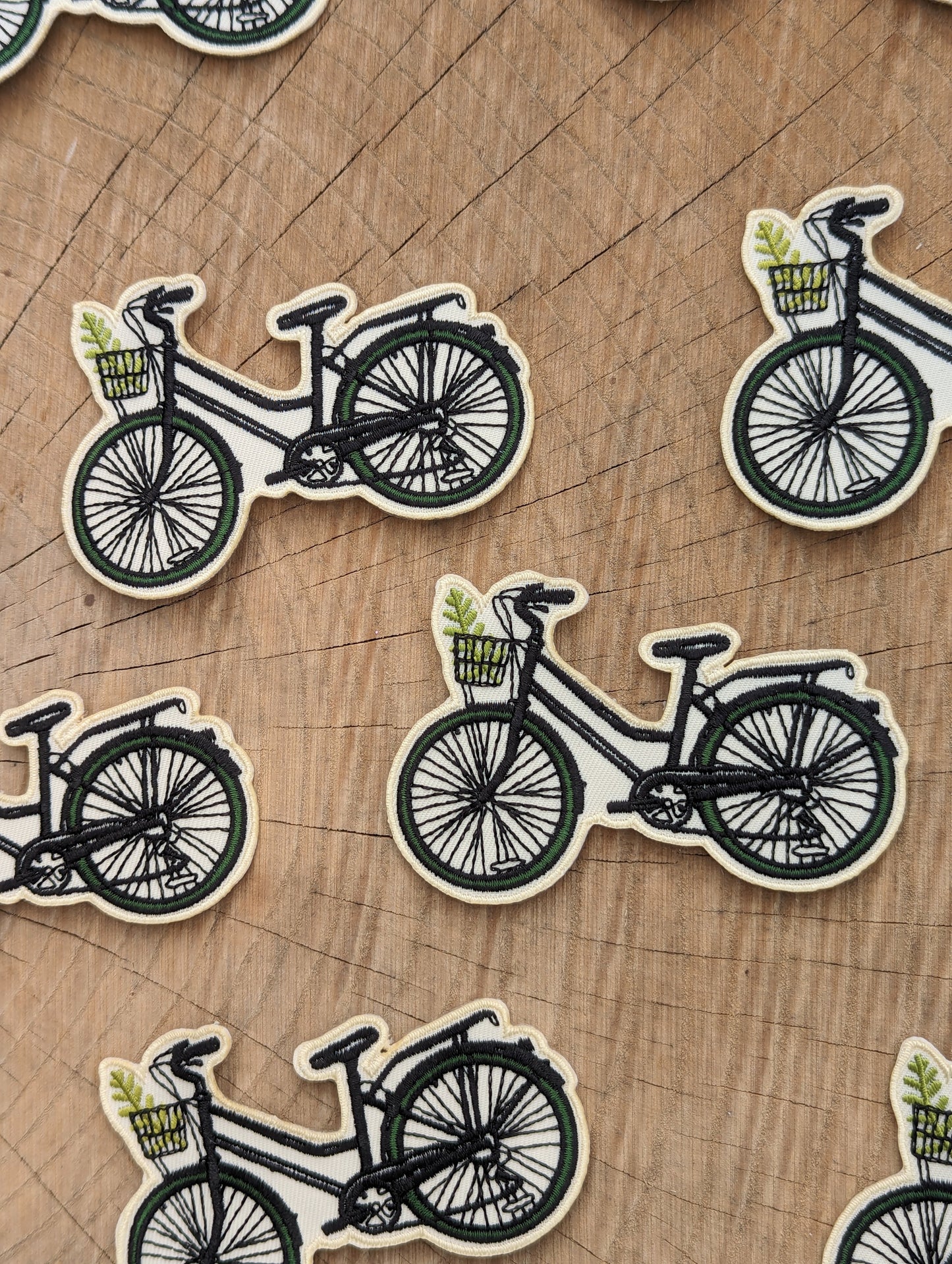 iron-on patch | bike with fern - 3.5" x 2.3"