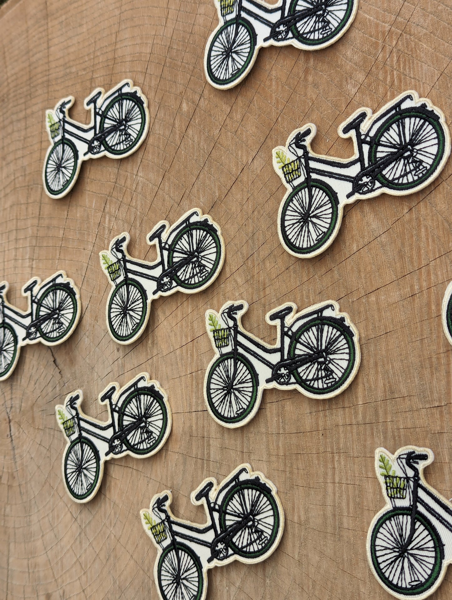 iron-on patch | bike with fern - 3.5" x 2.3"