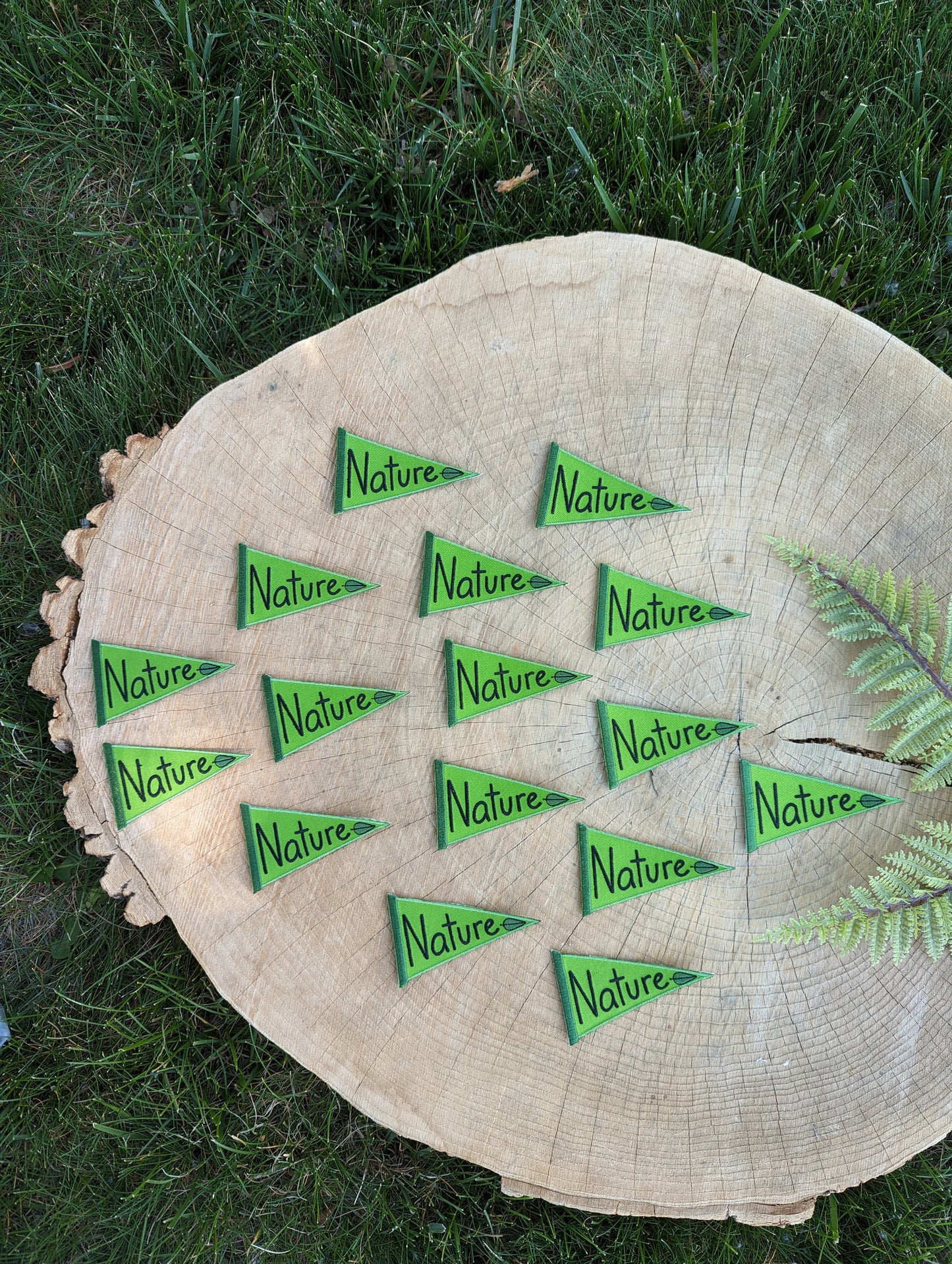 iron-on patch | nature pennant flag - green 3.8" x 2"