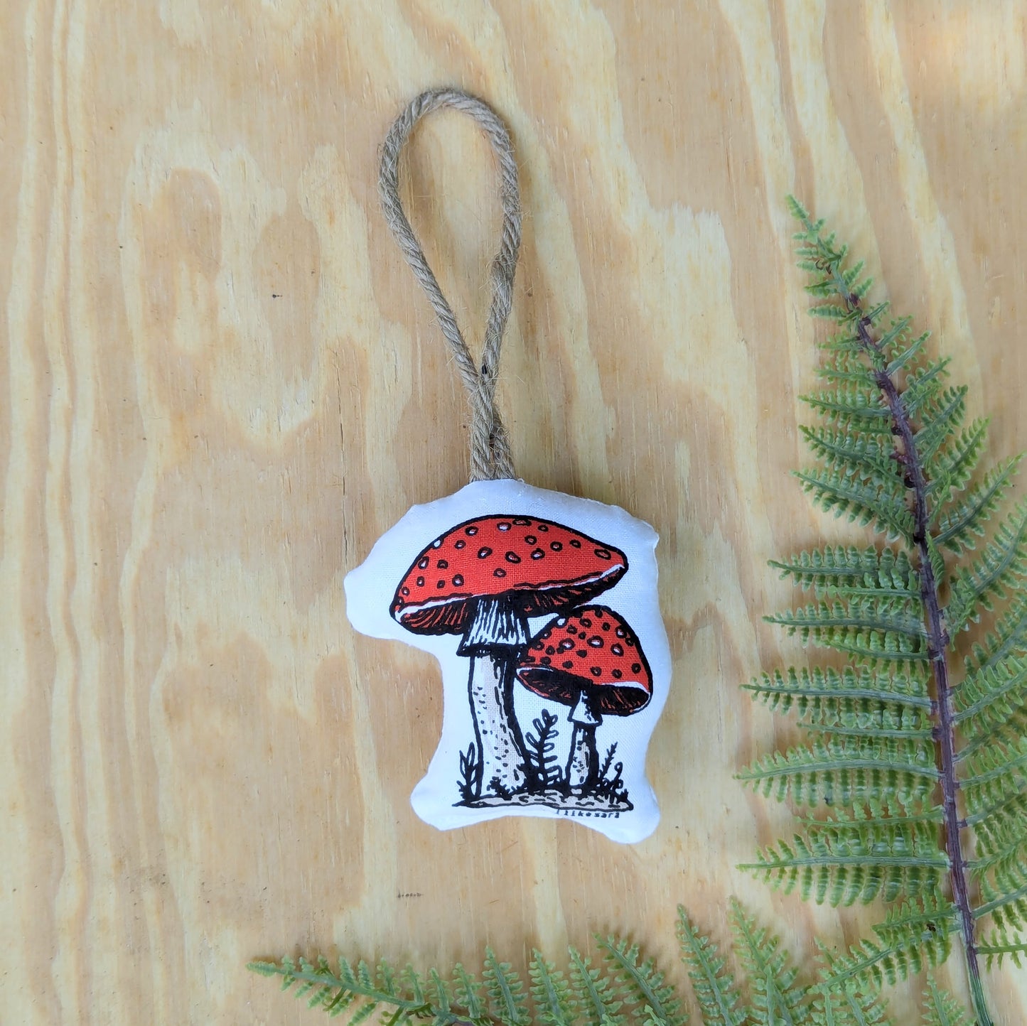 stuffed plush ornament | mushroom - hand-screenprinted forest holiday Christmas decor