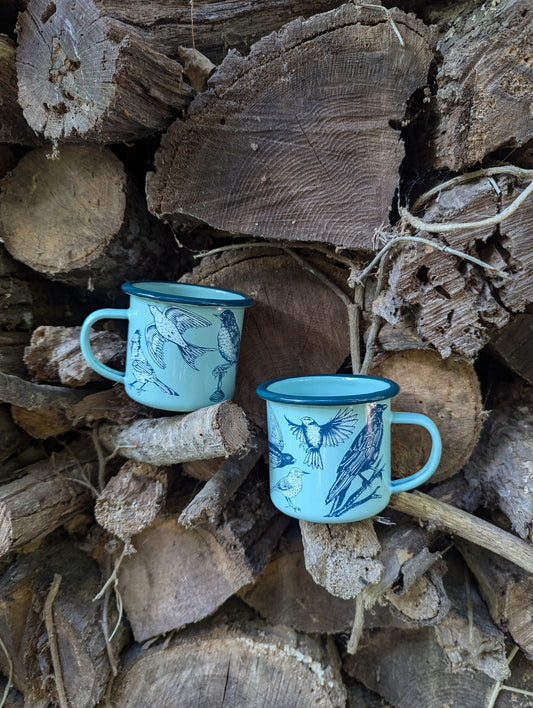 enamel mug | blue birds