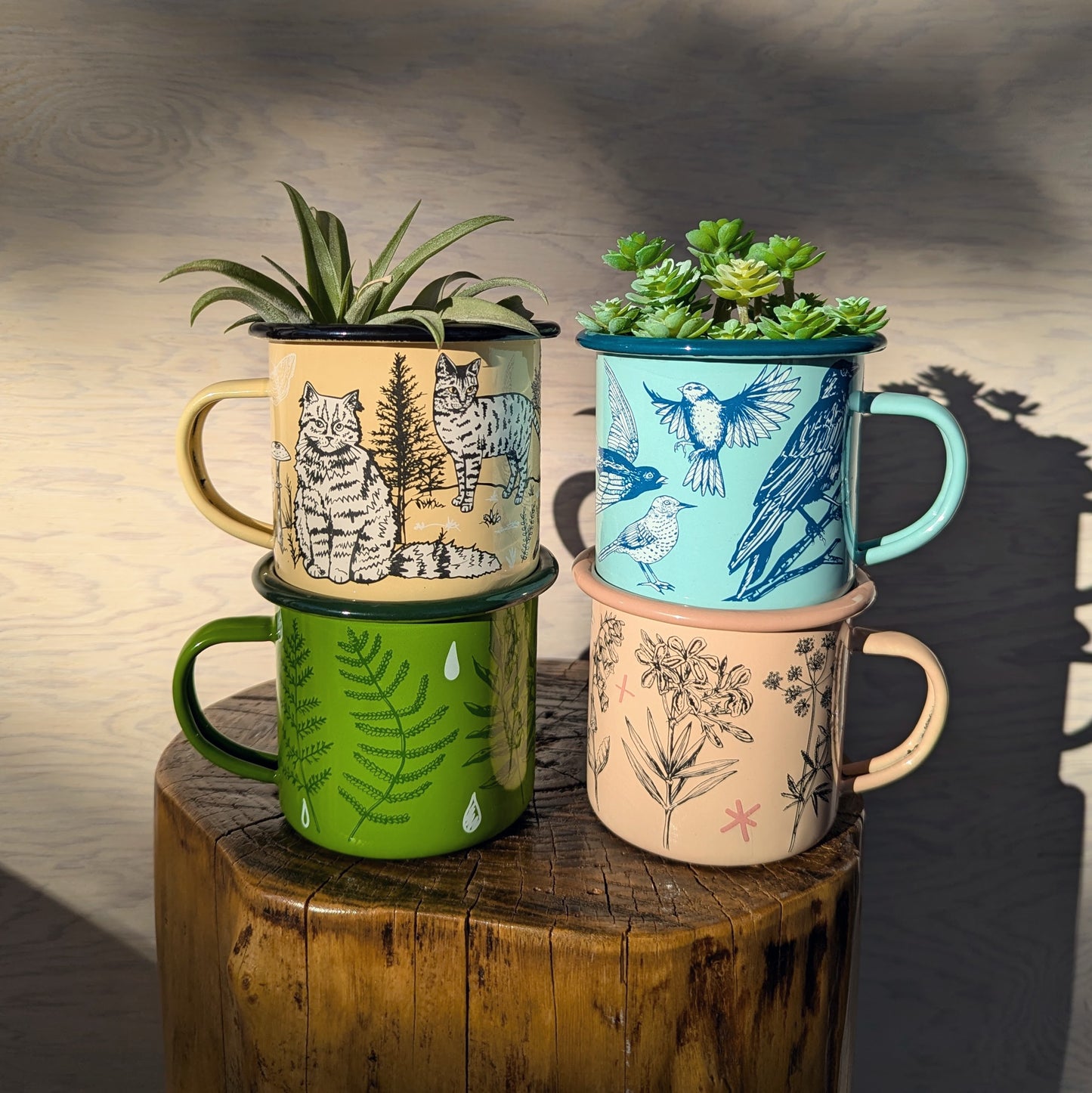 enamel mug | outside cats