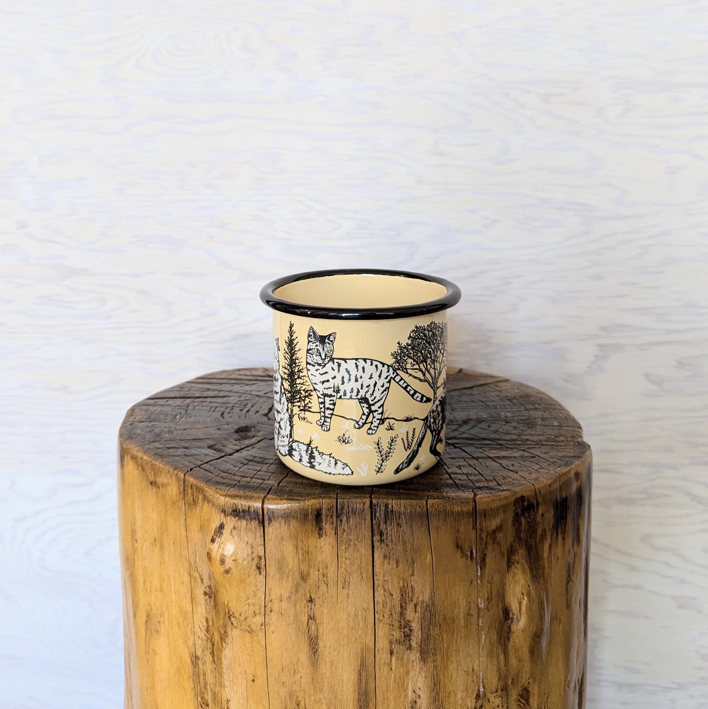 enamel mug | outside cats